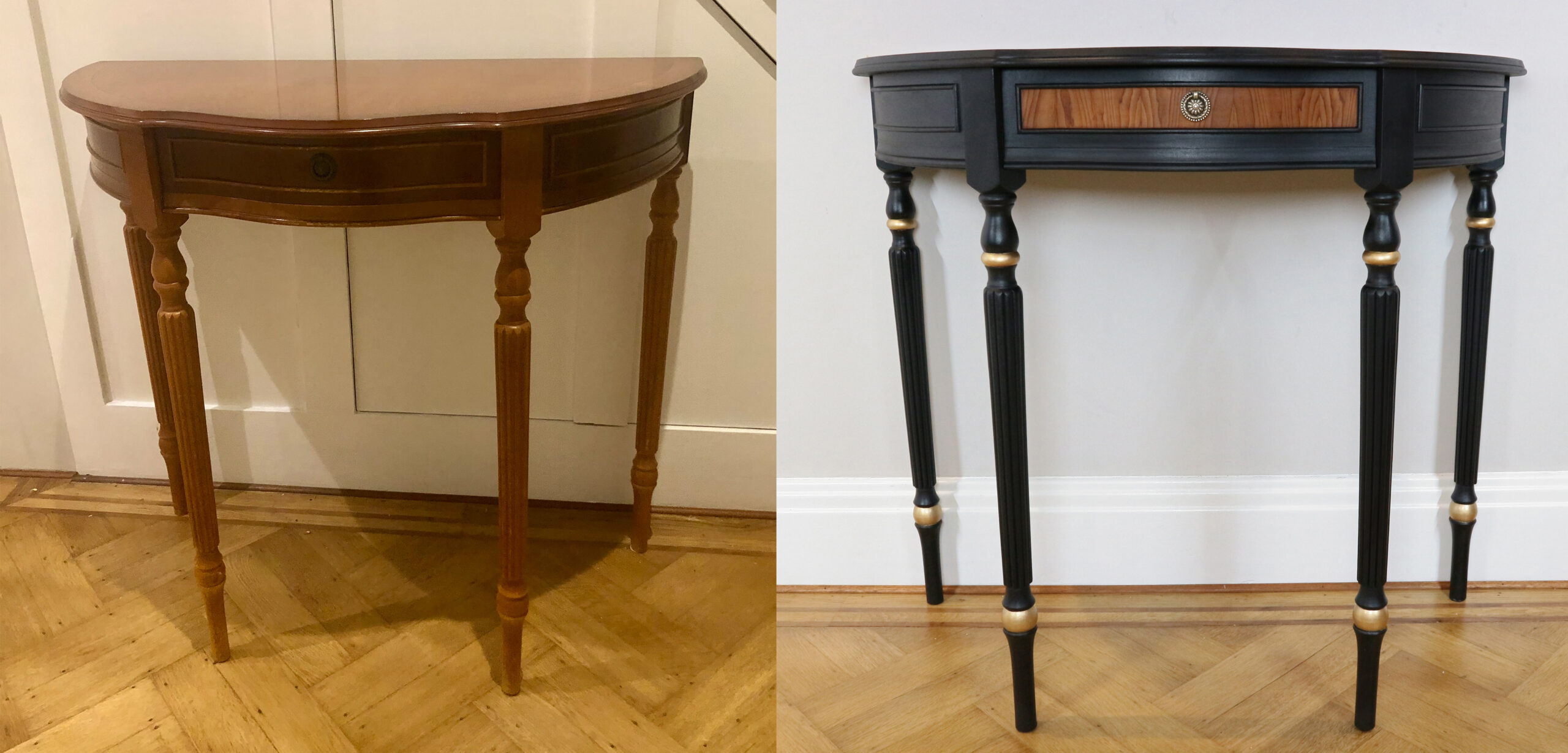 Half Moon Table - Before and After