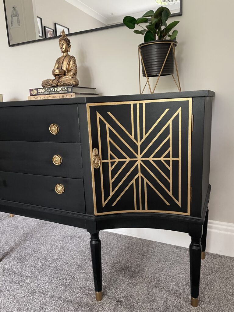 Art Deco Sideboard hand-painted geometric design