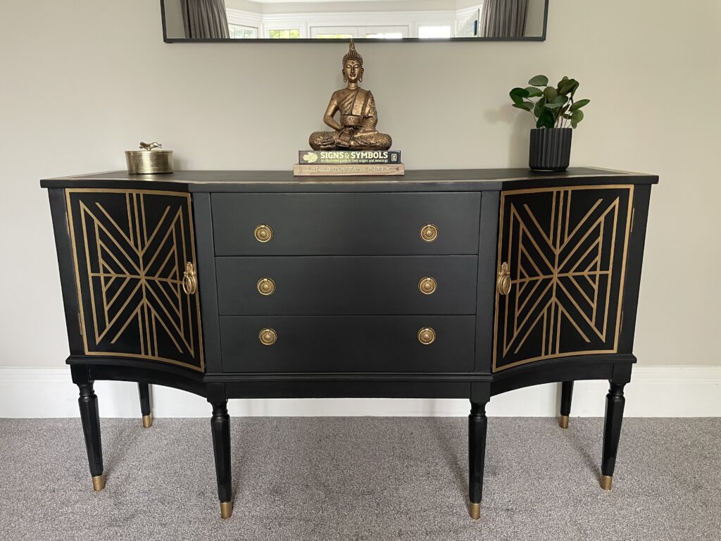 Art Deco Sideboard hand-painted geometric design