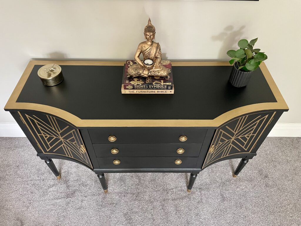 Art Deco Sideboard hand-painted geometric design