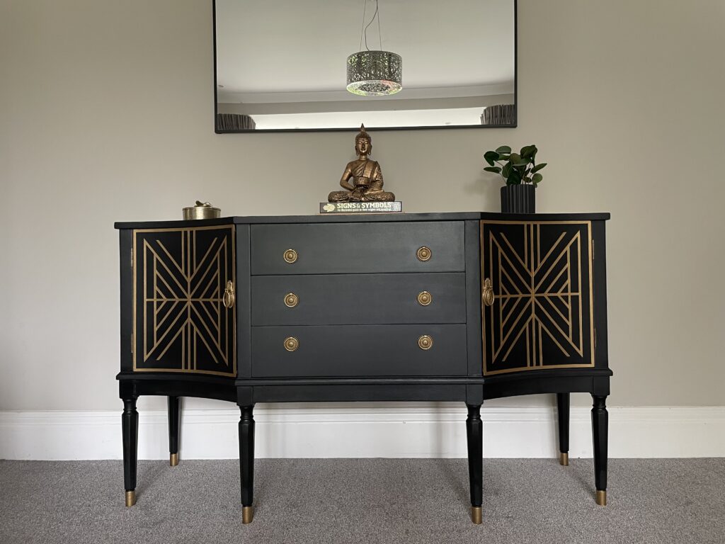 Art Deco Sideboard hand-painted geometric design