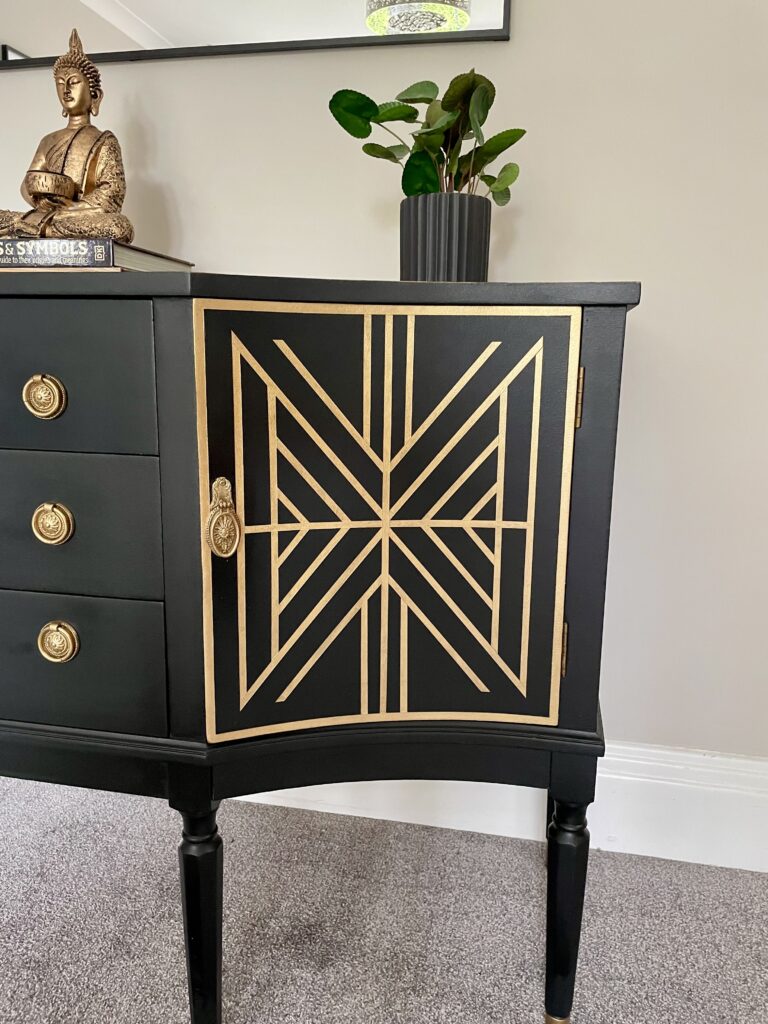 Art Deco Sideboard hand-painted geometric design