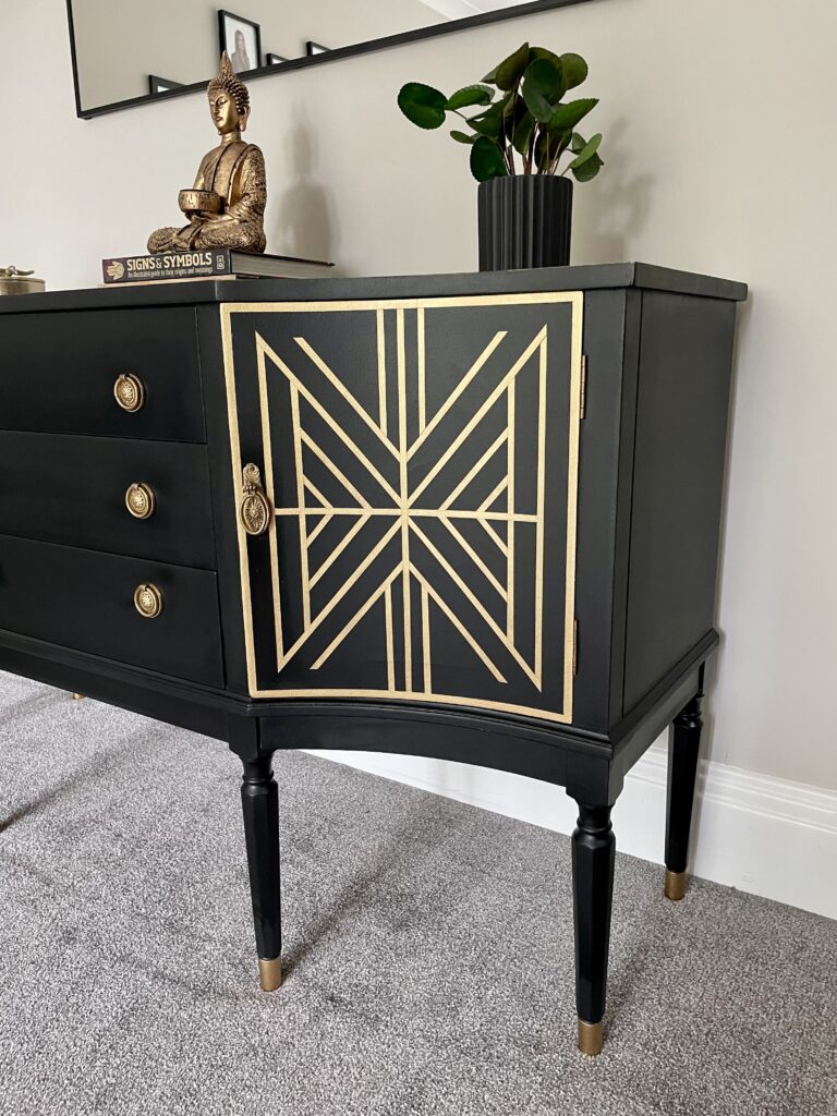 Art Deco Sideboard hand-painted geometric design